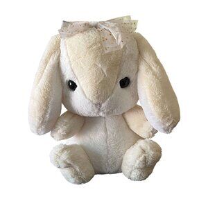 Amuse Premium Pote Usa Loppy Bunny Rabbit Pastel Yellow Plush Polka Dot Bow 18"